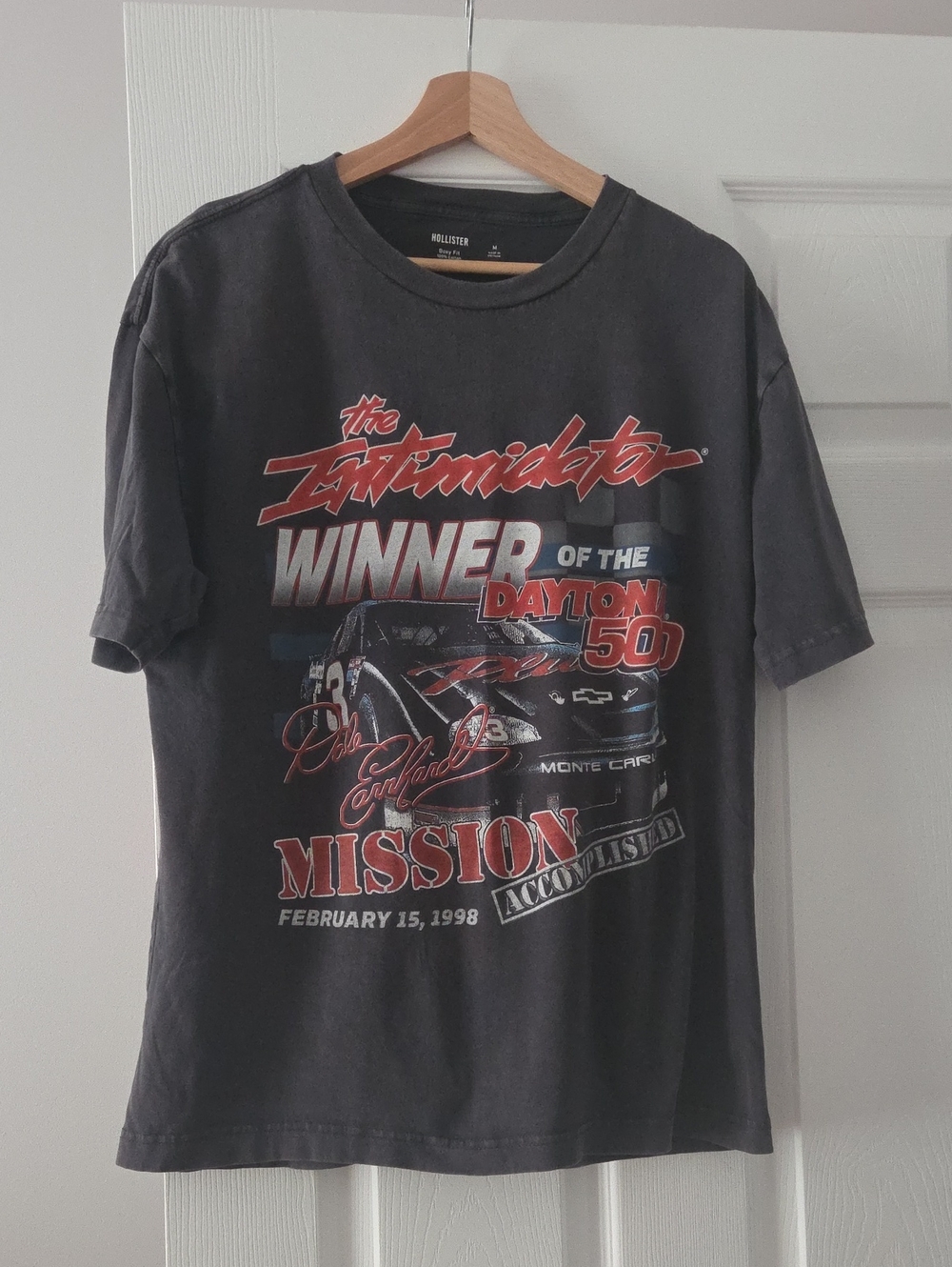 Hollister Black Graphic Racing Winner Tee with Red Accents